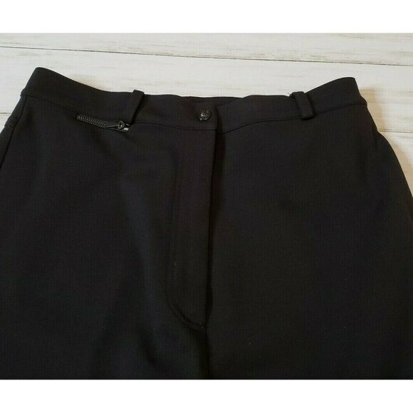 St John Sport Black Pants Size 10 w/ Suede Detail - Picture 2 of 6